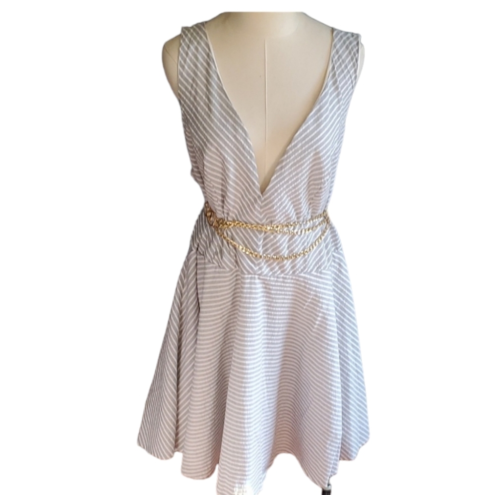 Charlotte  Russe grey white stripe skater dress size 2X